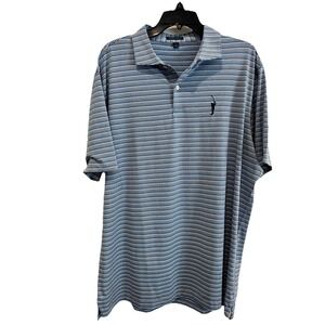 Peter Millar Crown Crafted Golf Polo Size XL Blue Stripe Golf Club Shirt